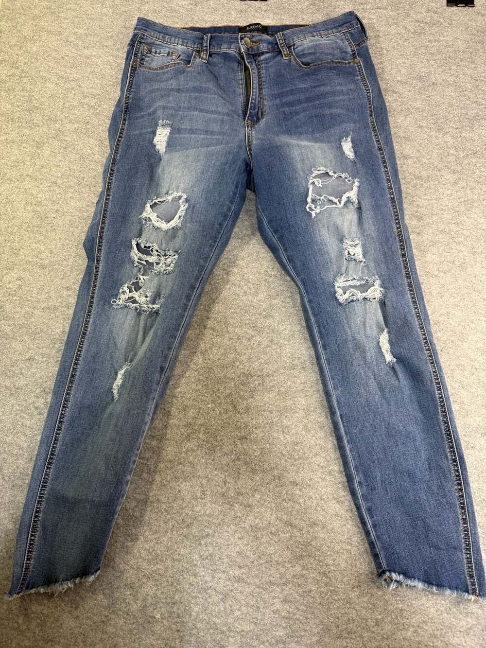 Buffalo David Bitton Ivy High Rise Crop Skinny Stretch Distressed Jeans